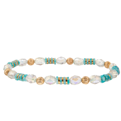 Crystal Glass Beads Metal Handmade-de Armbanden van de Kettingsverbinding met Hexagonaal Turkoois
