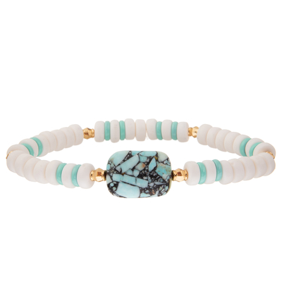 Crystal Glass Beads Metal Handmade-de Armbanden van de Kettingsverbinding met Hexagonaal Turkoois