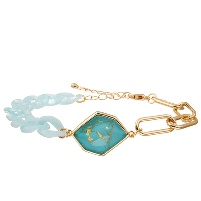 Crystal Glass Beads Metal Handmade-de Armbanden van de Kettingsverbinding met Hexagonaal Turkoois