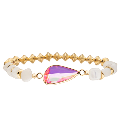 Het met de hand gemaakte Grint parelt Armbanden met Gyroscoop Gevormd Kopermontage Gefacetteerd Kristal