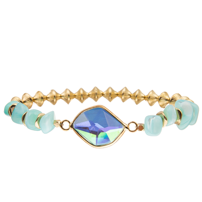Het met de hand gemaakte Grint parelt Armbanden met Gyroscoop Gevormd Kopermontage Gefacetteerd Kristal