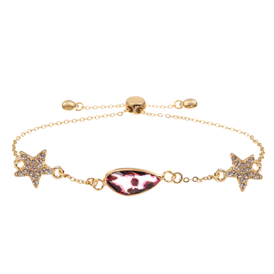 Van de de Charmearmband van de stervorm de Armband van de de Kettingsverbinding van Zircon met Goud plateerde Gefacetteerd Kristal