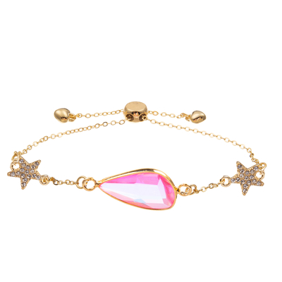 Van de de Charmearmband van de stervorm de Armband van de de Kettingsverbinding van Zircon met Goud plateerde Gefacetteerd Kristal