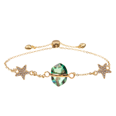 Van de de Charmearmband van de stervorm de Armband van de de Kettingsverbinding van Zircon met Goud plateerde Gefacetteerd Kristal