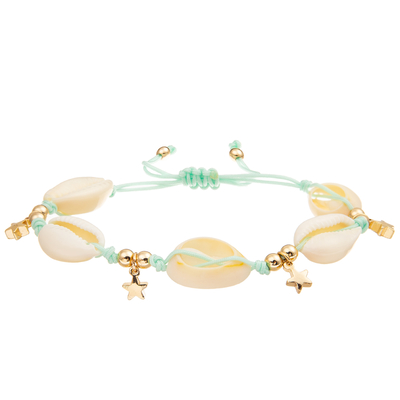 Regelbare Gevlechte Overzeese Porceleinslak Shell Bracelet Set Bohemian Seashell voor Vrouwen
