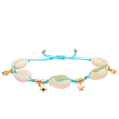 Regelbare Gevlechte Overzeese Porceleinslak Shell Bracelet Set Bohemian Seashell voor Vrouwen