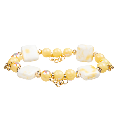 4 kleuren Met de hand gemaakt Crystal Beads Bracelets With 4 Vierkant Ceramisch Blok