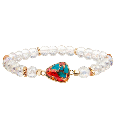 Met de hand gemaakt Crystal Faceted Beads Charm Bracelets met Daling Gevormd Turkoois