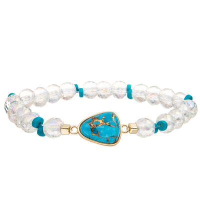 Met de hand gemaakt Crystal Faceted Beads Charm Bracelets met Daling Gevormd Turkoois
