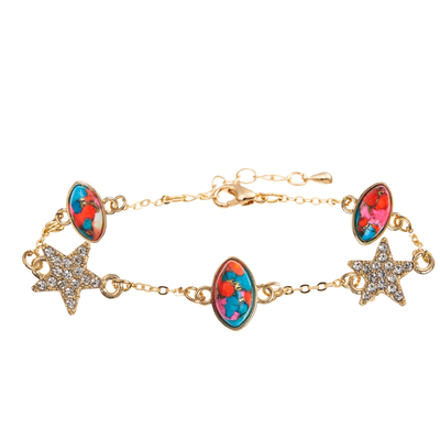 De met de hand gemaakte Armband van de Kettingsverbinding met Rechthoek/Sakura/Ster/Zircon-Tegenhanger