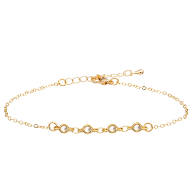 Het goud plateerde Barpaperclip Pin Shape Chain Link Bracelet met 3 Zircons