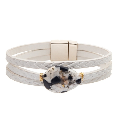 Boheemse het Leerarmband van de Stijl Magnetische die Gesp met het Gevormde Turkoois van Zircon wordt geplaatst Daling