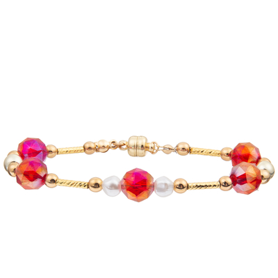 ZoetwaterdieParelarmband met 4 Kleuren Crystal Faceted Beads Magnetic Buckle wordt geplaatst