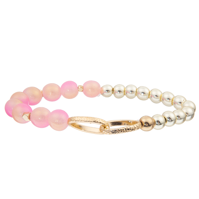 De met de hand gemaakte Zwarte Armbanden van de de Kettingsverbinding van Galsteenparels met 5 Parels van het Kleurenglas