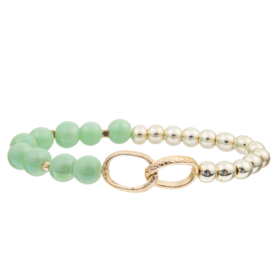 De met de hand gemaakte Zwarte Armbanden van de de Kettingsverbinding van Galsteenparels met 5 Parels van het Kleurenglas