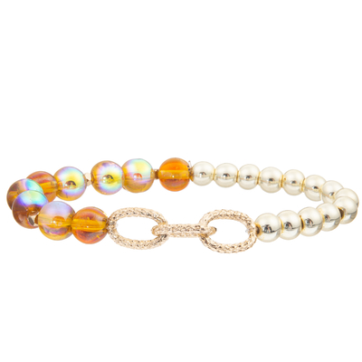 De met de hand gemaakte Zwarte Armbanden van de de Kettingsverbinding van Galsteenparels met 5 Parels van het Kleurenglas