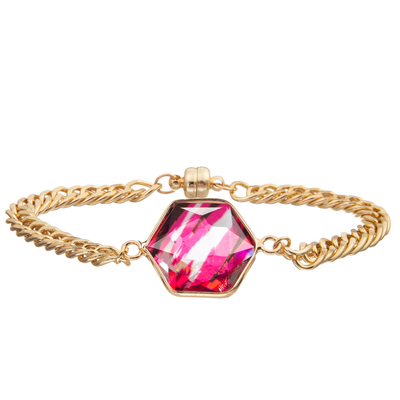 Magnetische de Verbindingsarmband van de Gespketting met het Gouden Geplateerde Vierzijdige Gefacetteerde Kristal van Zircon