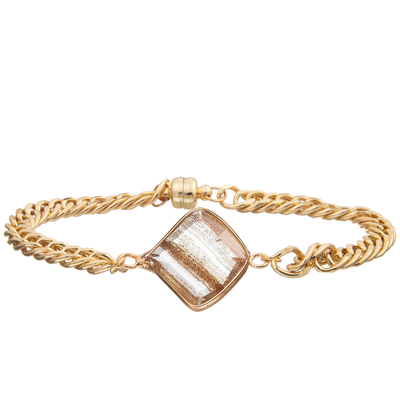 Magnetische de Verbindingsarmband van de Gespketting met het Gouden Geplateerde Vierzijdige Gefacetteerde Kristal van Zircon