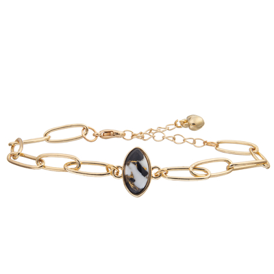 De Armband van de de Verbindingsarmband van de PaperClipketting met Goud wordt geplaatst plateerde Gefacetteerd Turkoois dat