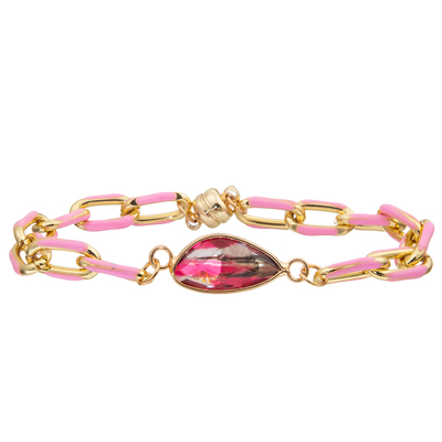 De magnetische Gesp het Schilderen Armband van de de Kettingsverbinding van Oliepaperclip met Gefacetteerd Kristal