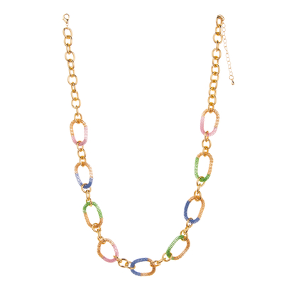 Kleurrijke o-Ketting Charme14k Vergulde Keten Verbindingshalsband voor Vrouwen