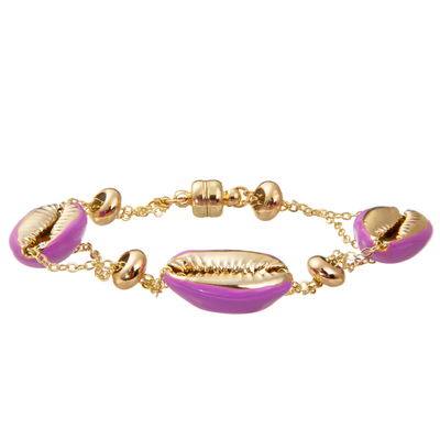 De kleurrijke Armband van de de Kettingsverbinding van Shell Minimalist Personalized 14K Vergulde Magnetische