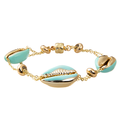 De kleurrijke Armband van de de Kettingsverbinding van Shell Minimalist Personalized 14K Vergulde Magnetische