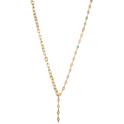 Veelkleurige Geparelde Vergulde de Kettingsrelatie Halfedelsteen/Parel/Turkooise Tegenhangerhalsband van 14K