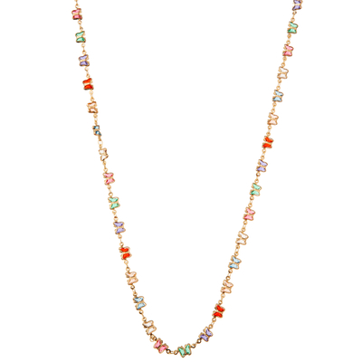 De veelkleurige Geparelde Halsband van de de Kettingsverbinding van 14K Vergulde met Vlinder/Bloem/Hart/Shell/Stertegenhanger
