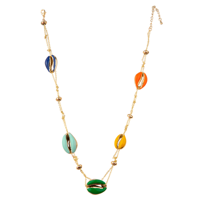 De veelkleurige Geparelde Halsband van de de Kettingsverbinding van 14K Vergulde met Vlinder/Bloem/Hart/Shell/Stertegenhanger