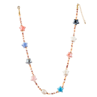 De veelkleurige Geparelde Halsband van de de Kettingsverbinding van 14K Vergulde met Vlinder/Bloem/Hart/Shell/Stertegenhanger