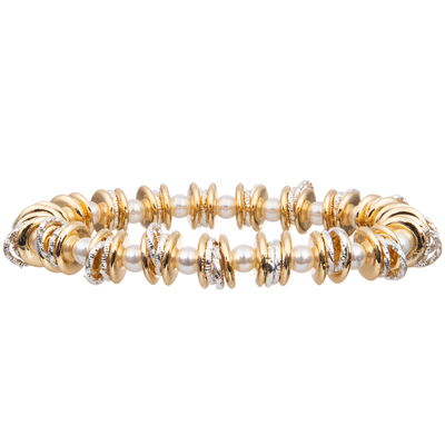Gouden Zilveren Mengeling Speciaal Ontworpen Ring Stretchy Handmade Beads Bracelets met 4mm Uiterst kleine Glanzende Glasparel