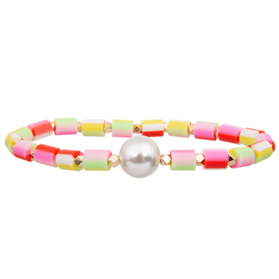 siliconeparels elastisch met de barokke Armbanden van de kleuren Met de hand gemaakte Parels van de Glasparel multi