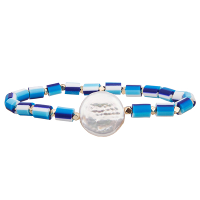 siliconeparels elastisch met de barokke Armbanden van de kleuren Met de hand gemaakte Parels van de Glasparel multi