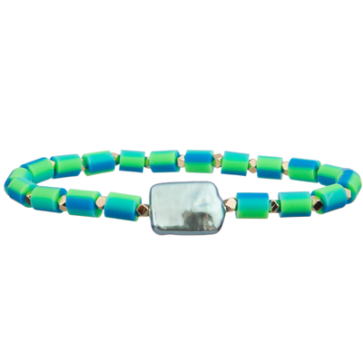 siliconeparels elastisch met de barokke Armbanden van de kleuren Met de hand gemaakte Parels van de Glasparel multi
