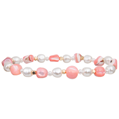 Natuurlijke Kleurrijke Unshaped Shell Beads Matched 6mm en 4mm Met de hand gemaakte de Parelsarmbanden van de Glasparel