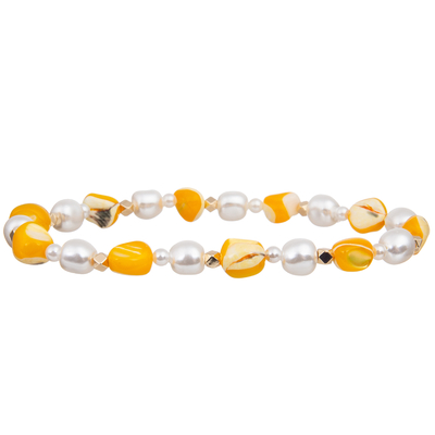 Natuurlijke Kleurrijke Unshaped Shell Beads Matched 6mm en 4mm Met de hand gemaakte de Parelsarmbanden van de Glasparel