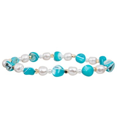 Natuurlijke Kleurrijke Unshaped Shell Beads Matched 6mm en 4mm Met de hand gemaakte de Parelsarmbanden van de Glasparel