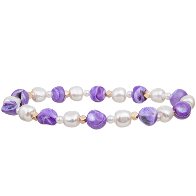 Natuurlijke Kleurrijke Unshaped Shell Beads Matched 6mm en 4mm Met de hand gemaakte de Parelsarmbanden van de Glasparel