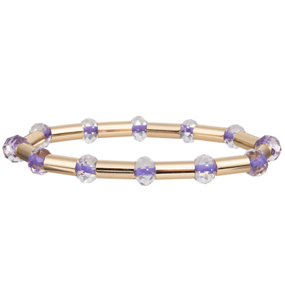 2023 de Nieuwe Glanzende Buis van het Stijl Gouden Messing met Multikleur Onder ogen gezien Crystal Stretchy Handmade Beads Bracelets