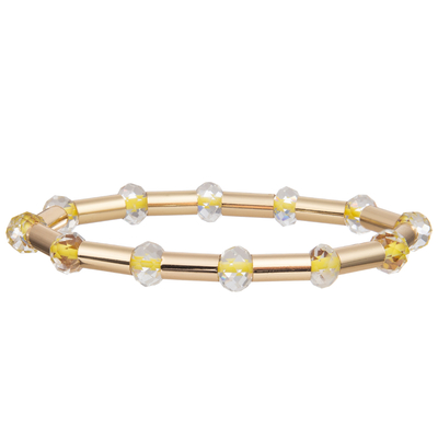 2023 de Nieuwe Glanzende Buis van het Stijl Gouden Messing met Multikleur Onder ogen gezien Crystal Stretchy Handmade Beads Bracelets