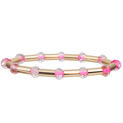 2023 de Nieuwe Glanzende Buis van het Stijl Gouden Messing met Multikleur Onder ogen gezien Crystal Stretchy Handmade Beads Bracelets