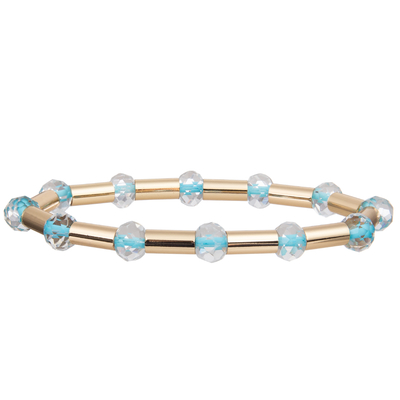 2023 de Nieuwe Glanzende Buis van het Stijl Gouden Messing met Multikleur Onder ogen gezien Crystal Stretchy Handmade Beads Bracelets