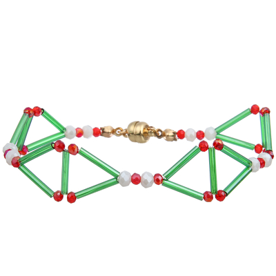 3D-driehoeksverklaring Handgemaakte kralen Armbanden (oranje/groen/blauw)