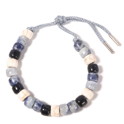 Sodalitehowlite Geparelde Armband 13.5g met Gevlecht Zilveren Koord