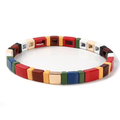 De Armband van de de Regenboogtegel van het metaalemail Met de hand gemaakte grootte voor Huwelijk