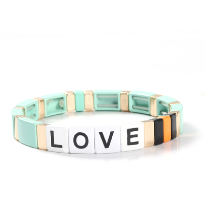 Regelbare van de de Tegelarmband van het Regenboogemail de Liefdebrieven voor Gift