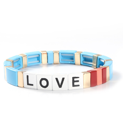 Regelbare van de de Tegelarmband van het Regenboogemail de Liefdebrieven voor Gift