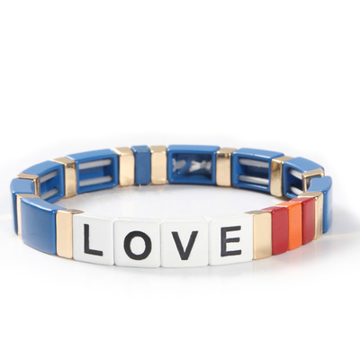 Regelbare van de de Tegelarmband van het Regenboogemail de Liefdebrieven voor Gift