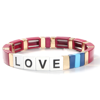 Regelbare van de de Tegelarmband van het Regenboogemail de Liefdebrieven voor Gift